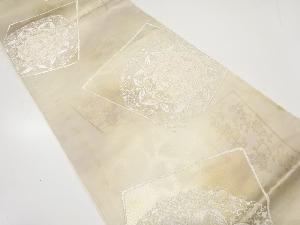 アンティーク　色紙に華紋模様織り出し袋帯(材料)